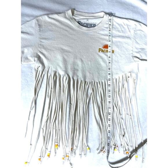 Pacifico Beer Fringe Crop Top Beaded DIY Rework S - Picture 4 of 7